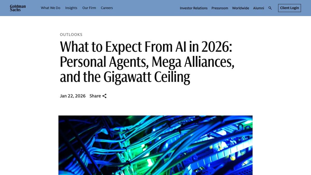 Goldman Sachs: What to Expect From AI in 2026